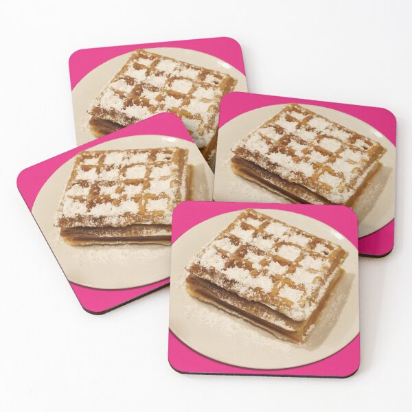 Item preview, Powdered Sugar Waffles on Plate (pink background) designed and sold by HoorayDesigns.
