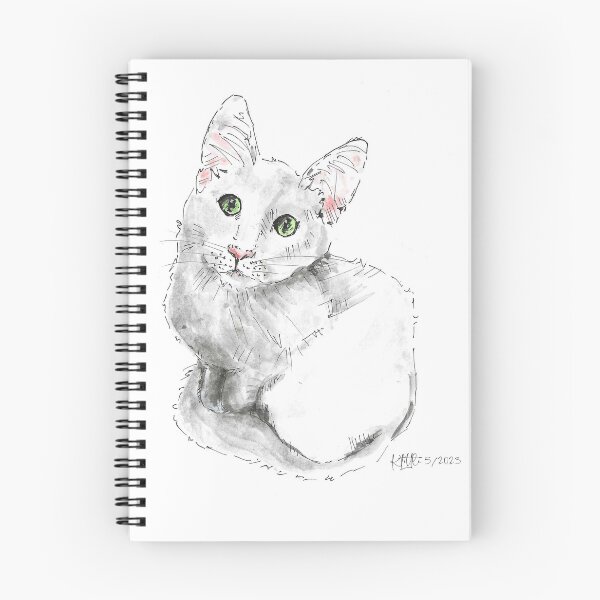 Item preview, White Kitty - Ink and watercolor  designed and sold by Littleviews.