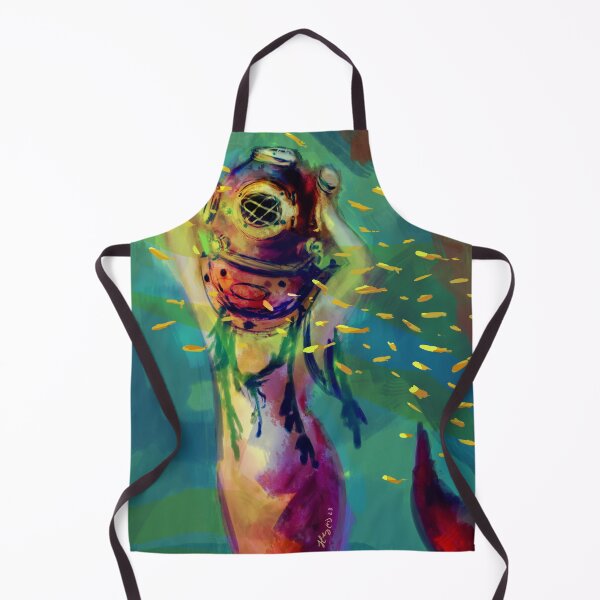 Item preview, Mermay Mermaid stuck in a deepsea diver helmet undersea underwater fantasy art designed and sold by sandpaperdaisy.