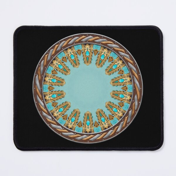 Item preview, Kaleidoscope Turquiose and Gold in Celtic Circle Frame 21 designed and sold by Swabcraft.