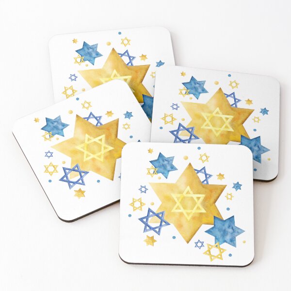 Item preview, Watercolor yellow and blue Jewish stars of David for Proud to be Jew or Support Ukraine designs designed and sold by Elena Malgina.