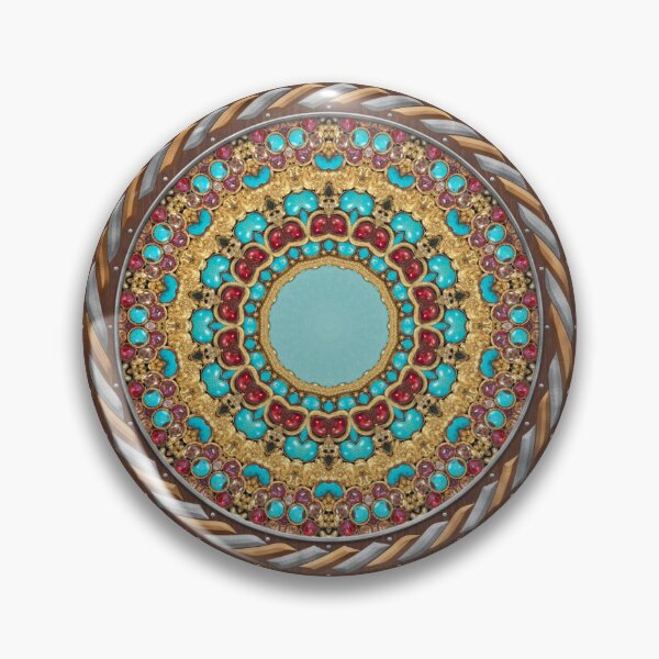Item preview, Kaleidoscope Turquiose and Gold in Celtic Circle Frame 22 designed and sold by Swabcraft.
