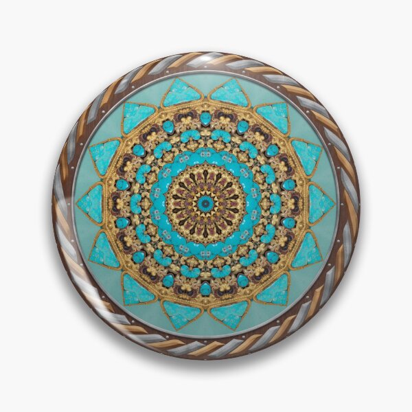 Item preview, Kaleidoscope Turquiose and Gold in Celtic Circle Frame 23 designed and sold by Swabcraft.