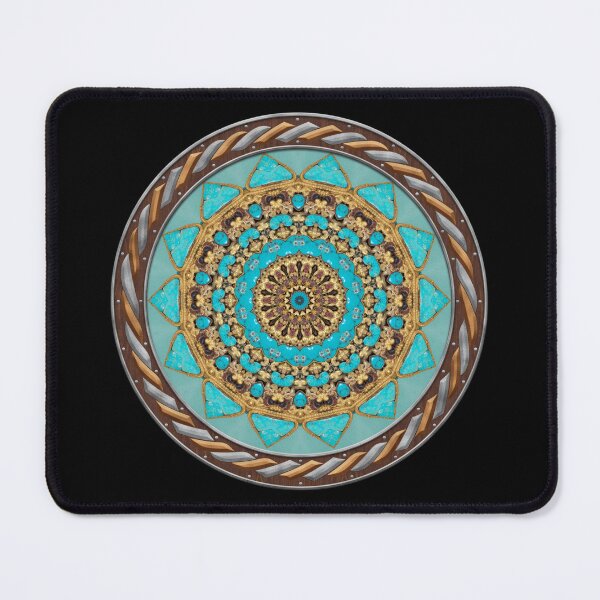Item preview, Kaleidoscope Turquiose and Gold in Celtic Circle Frame 23 designed and sold by Swabcraft.