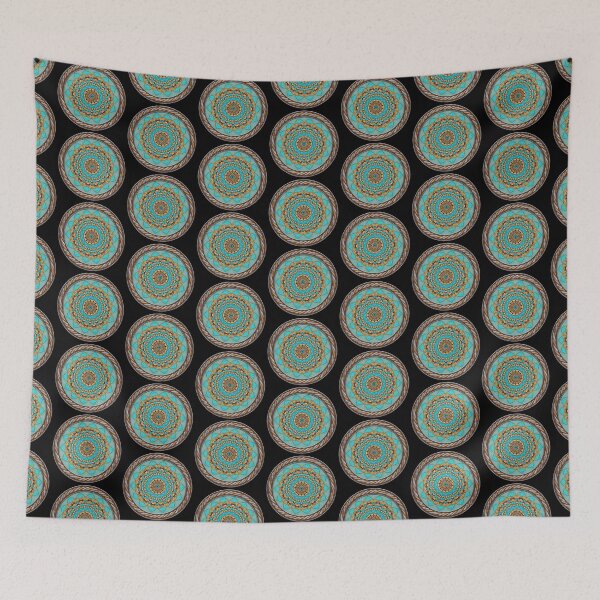 Item preview, Kaleidoscope Turquiose and Gold in Celtic Circle Frame 23 designed and sold by Swabcraft.