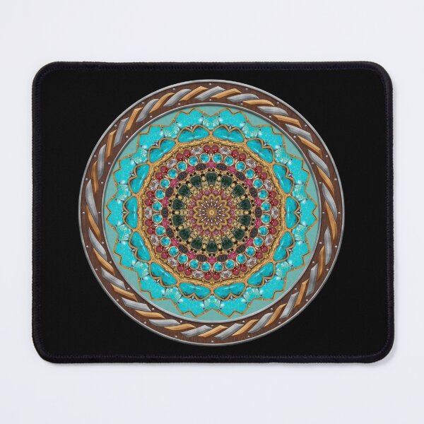 Item preview, Kaleidoscope Turquiose and Gold in Celtic Circle Frame 24 designed and sold by Swabcraft.