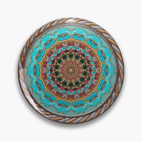 Item preview, Kaleidoscope Turquiose and Gold in Celtic Circle Frame 24 designed and sold by Swabcraft.
