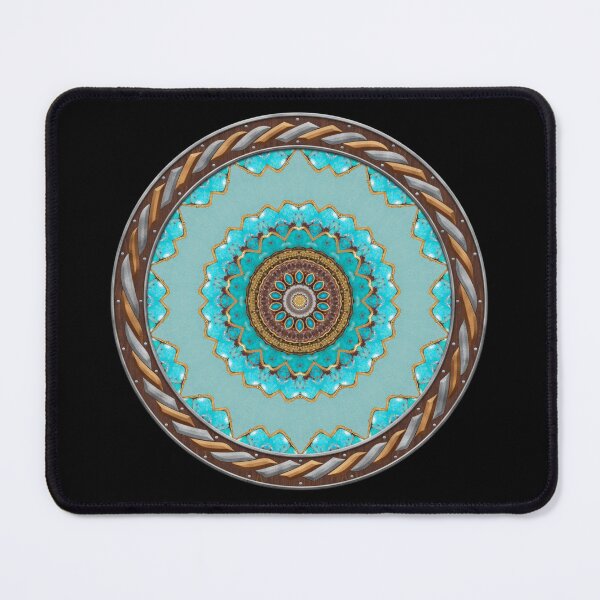 Item preview, Kaleidoscope Turquiose and Gold in Celtic Circle Frame 25 designed and sold by Swabcraft.