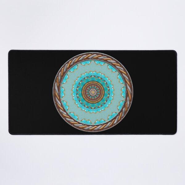 Item preview, Kaleidoscope Turquiose and Gold in Celtic Circle Frame 25 designed and sold by Swabcraft.