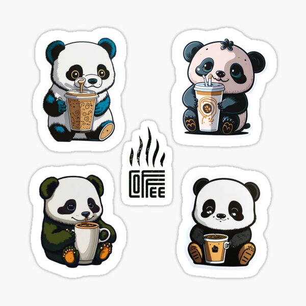 Cute Red Panda Drinking Cup of Black Coffee Sticker for Sale by eyestetix