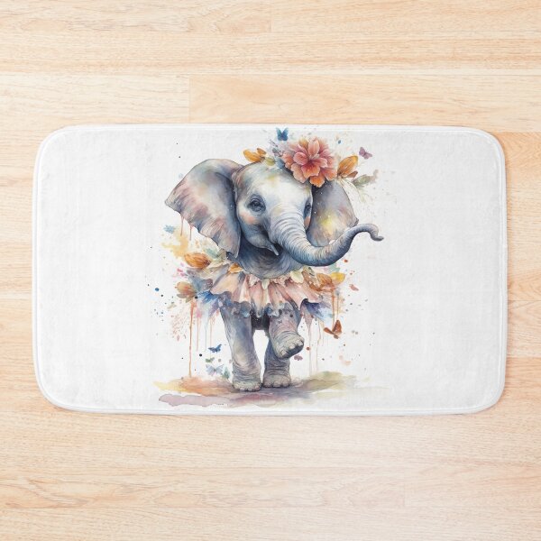 Item preview, Watercolor Dancing Ballerina Elephant with Florals #001 designed and sold by ArtworkbyJM.