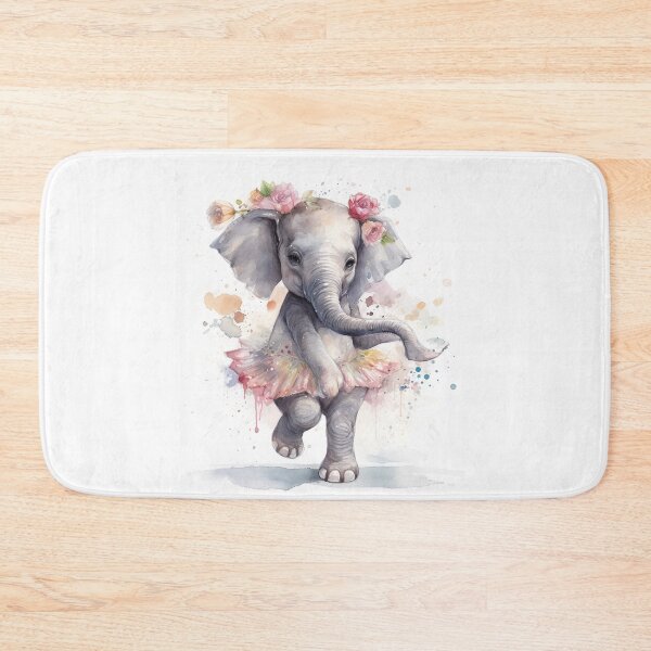 Item preview, Watercolor Dancing Ballerina Elephant with Florals #002 designed and sold by ArtworkbyJM.