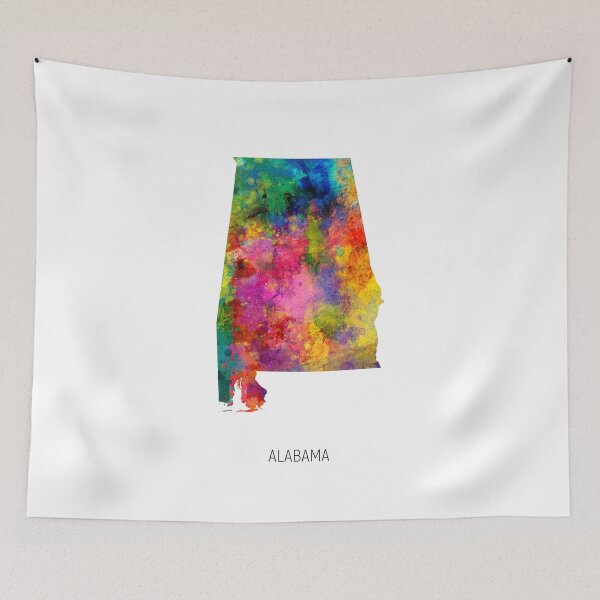 Item preview, Alabama Watercolor Map designed and sold by ArtPrints.
