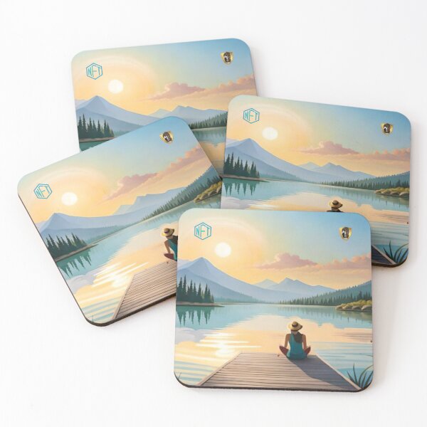 Item preview, Woman Practicing Self-Reflection by the Lake designed and sold by LoFaroShop.