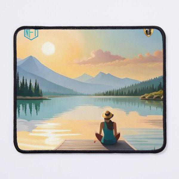Item preview, Woman Practicing Self-Reflection by the Lake designed and sold by LoFaroShop.