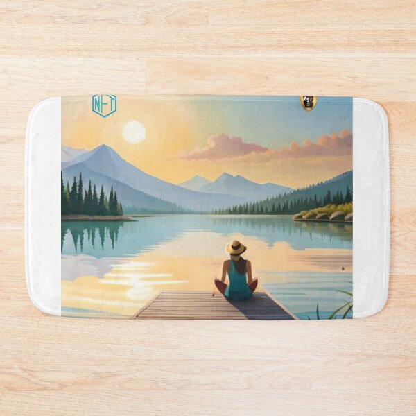 Item preview, Woman Practicing Self-Reflection by the Lake designed and sold by LoFaroShop.
