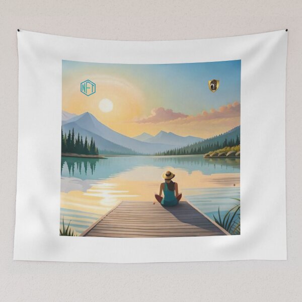 Item preview, Woman Practicing Self-Reflection by the Lake designed and sold by LoFaroShop.