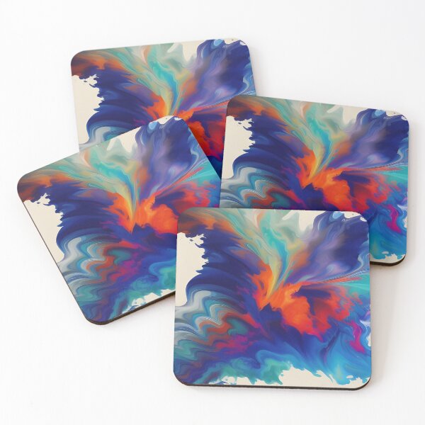 Item preview, Fluid Art Design - Dutch Pour Technique - Blue, Green, Orange, Red, Gold, Yellow designed and sold by AussieMuma.