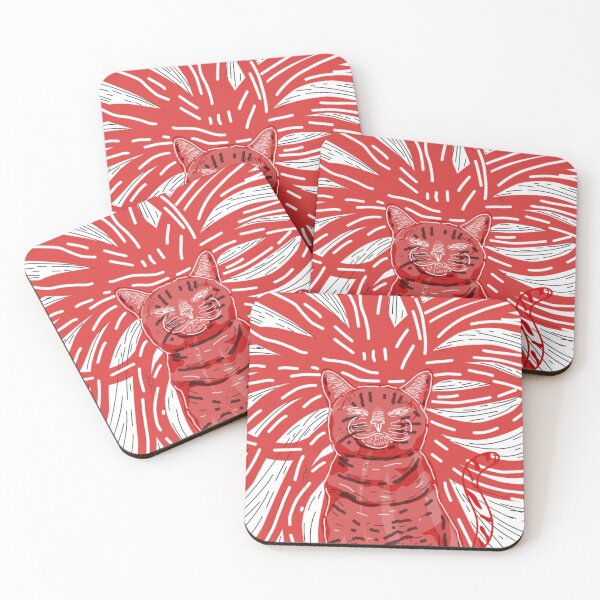 Item preview, Abstract cat on red dark designed and sold by wafiartdi.