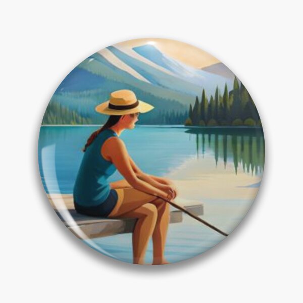 Item preview, Woman Practicing Self-Reflection by the Lake designed and sold by LoFaroShop.