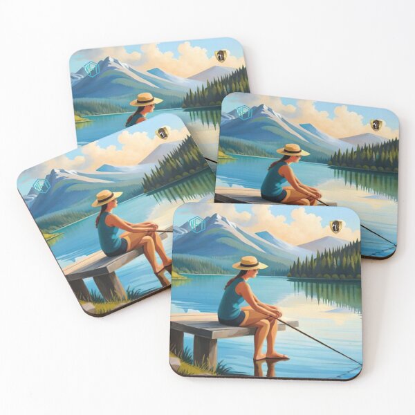 Item preview, Woman Practicing Self-Reflection by the Lake designed and sold by LoFaroShop.