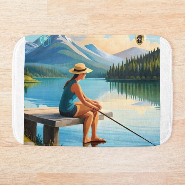 Aperçu de l'œuvre Femme pratiquant l'auto-réflexion au bord du lac créée et vendue par LoFaroShop.