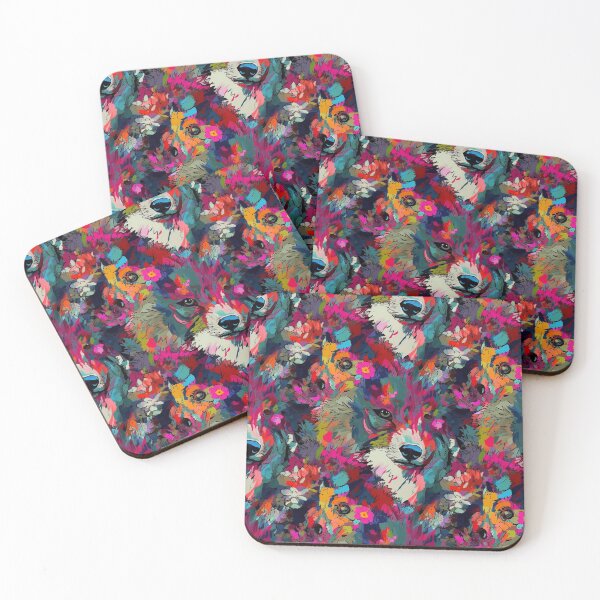 Item preview, Colorful Wolf with Flowers Pattern #1 designed and sold by FantasySoul.