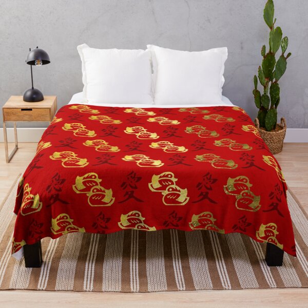 Item preview, Gold Mandarin Ducks and Chinese love symbol Pattern designed and sold by k9printart.