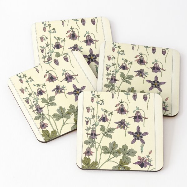 Aperçu de l'œuvre Assiette fleur botanique française - Maurice Verneuil - Ancolie créée et vendue par Gardenlibrary.
