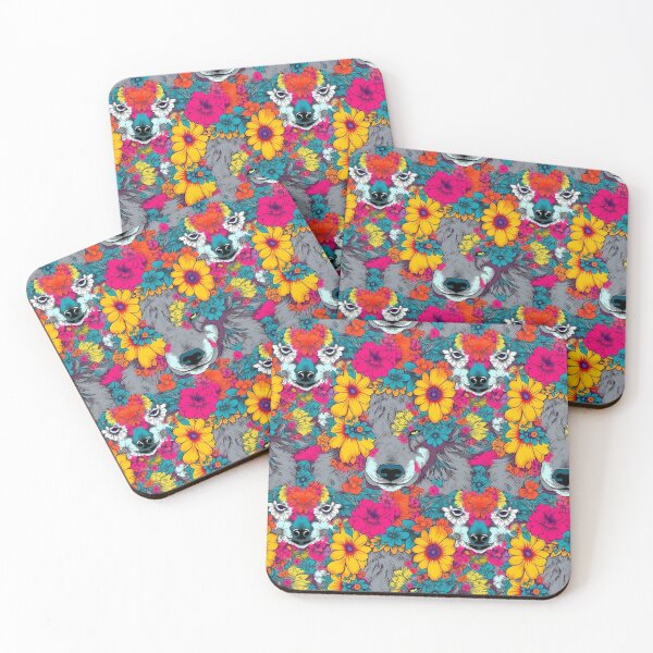 Item preview, Colorful Wolf with Flowers Pattern #3 designed and sold by FantasySoul.