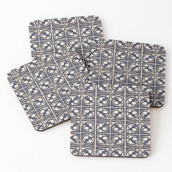 Aperçu de l'œuvre Retro Tile Pattern dark blue and milky white créée et vendue par RetroTile.