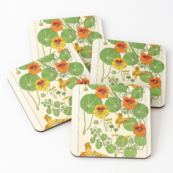 Item preview, French botanical flower plate - Maurice Verneuil - capucine designed and sold by Gardenlibrary.