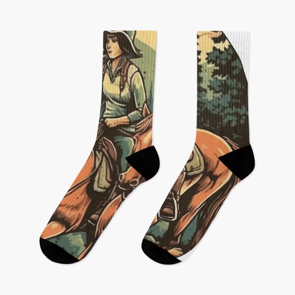 Item preview, Two Girls on Horseback Riding Through the Woods - Vintage Outdoors designed and sold by GVRDesign.