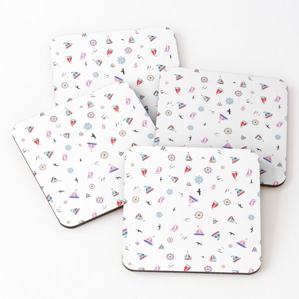 Item preview, Playful Sailboat, Gulls and Steerage Wheels Pattern designed and sold by Printriff.