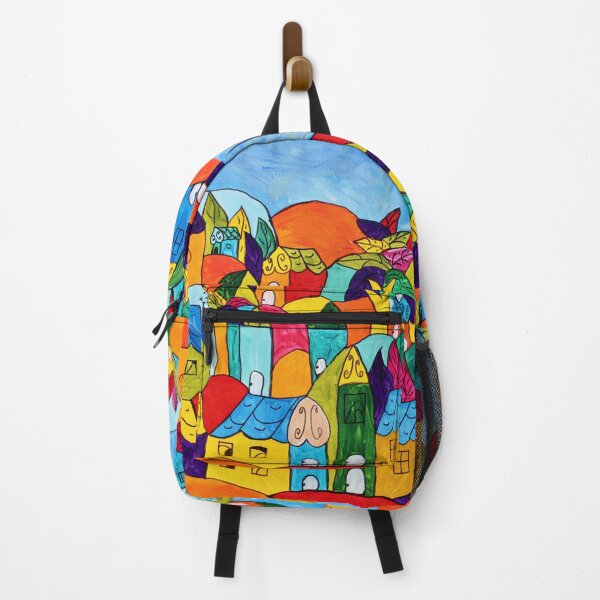 Item preview, Latino colorful village painting Village 51 designed and sold by PatriciaReyes.