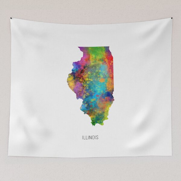 Item preview, Illinois Watercolor Map designed and sold by ArtPrints.