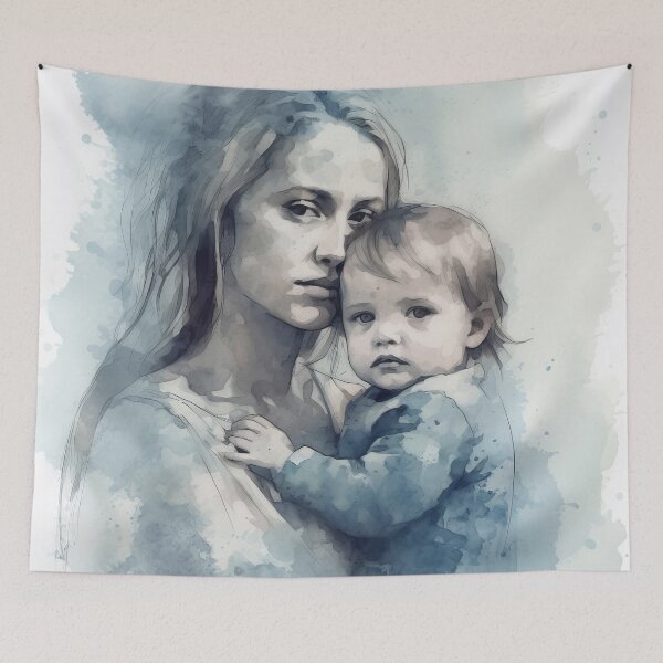 Item preview, Tender Motherhood Blue Embrace designed and sold by Paintings By Simon .
