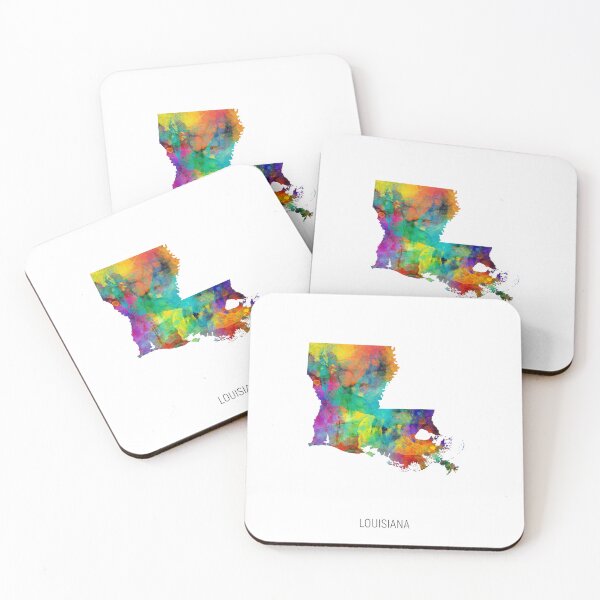 Aperçu de l'œuvre Louisiana Watercolor Map créée et vendue par ArtPrints.
