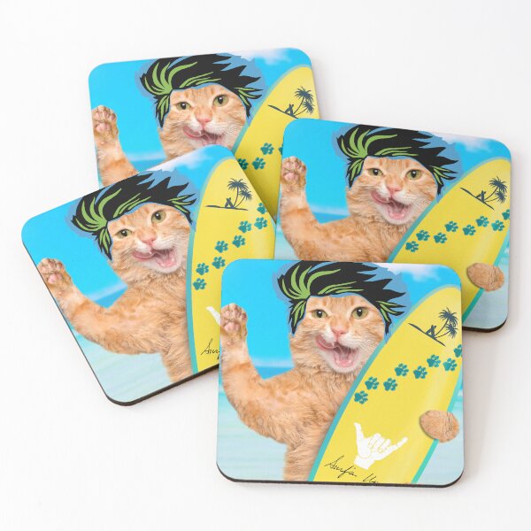 Item preview, Funny cat surfing, cute kitty cat surfer dude designed and sold by haRexia.