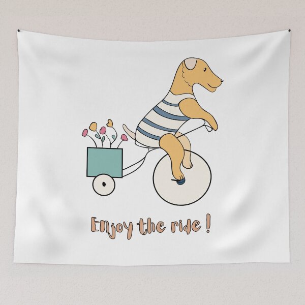 Item preview, Enjoy the ride, Bicycle dog with flowers designed and sold by BloomingByL.