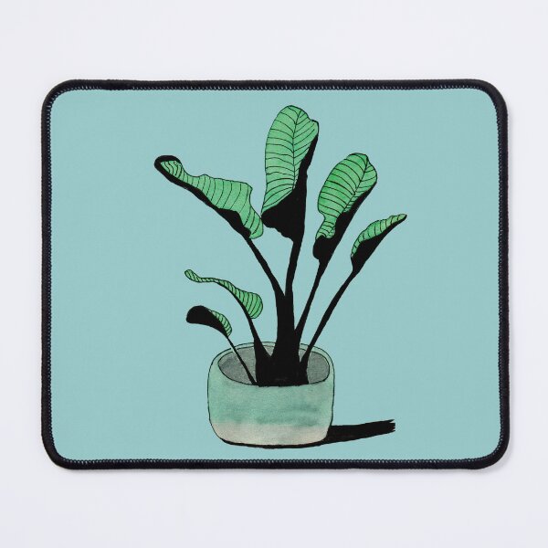 Item preview, Green plant sketch on a blue background designed and sold by pfc-art.