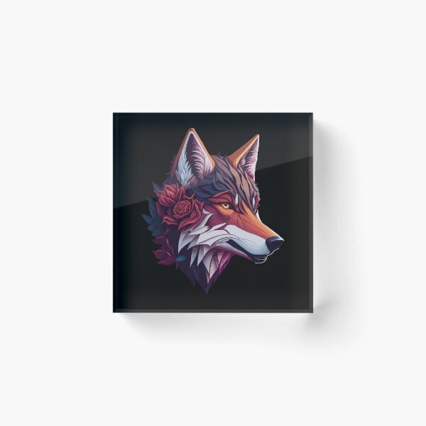 Item preview, Colorful Wolf With Flowers designed and sold by RockBeeDesigns.