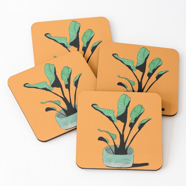 Item preview, Green plant sketch on an orange background designed and sold by pfc-art.