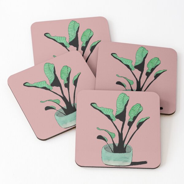 Item preview, Green plant sketch on a pink background designed and sold by pfc-art.