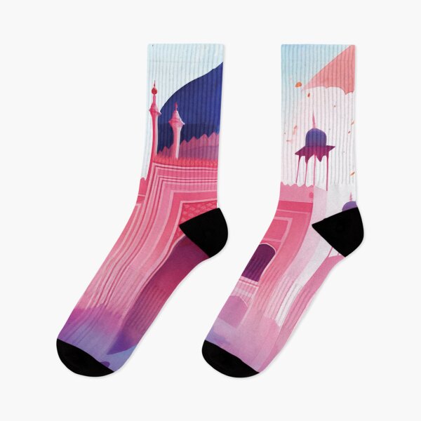 Item preview, Pink and Blue Ombre Palace - Watercolour designed and sold by sketchzen.