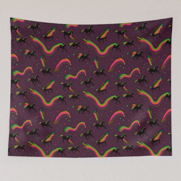 Item preview, Black Unicorn with Neon Rainbows - Pattern designed and sold by JoanNinjaHen.