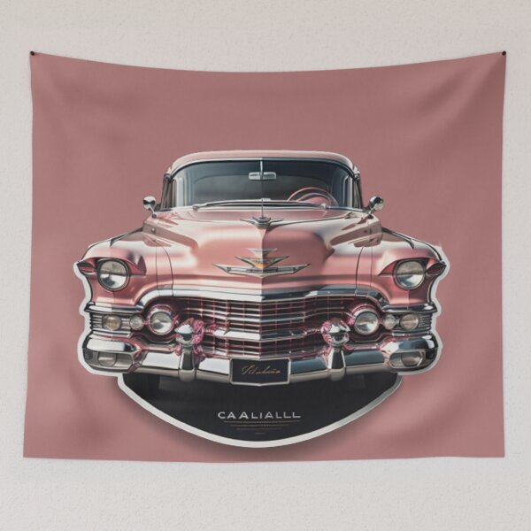 Artikelvorschau, Vintager rosa Cadillac für Liebhaber des Retro-Stils und Auto-Enthusiasten entworfen und verkauft von Nostalgic-co.