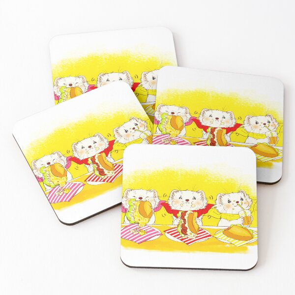 Item preview, Triplets weasel baby eating baguette sandwich designed and sold by ICHIGODAWASHI.