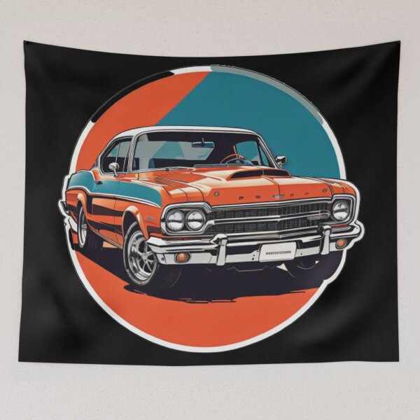 Artikelvorschau, Vintage Orange Muscle Car für Oldtimer-Enthusiasten und Sammler entworfen und verkauft von Nostalgic-co.