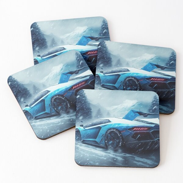 Item preview, Light Blue Supercar In Snowy Weather  designed and sold by ByDigitalDream.